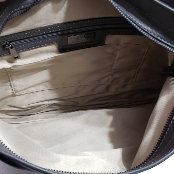 Lacucci grey Italian leather satchel bag - Picture 5 of 8